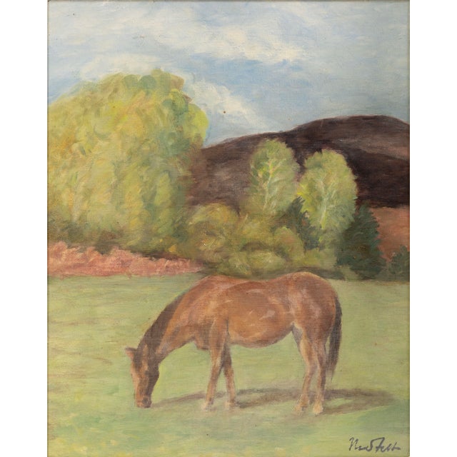 American Bror Julius Olsson Nordfeldt (1878-1955) Untitled (Horse) Signed Oil on Board For Sale - Image 3 of 7