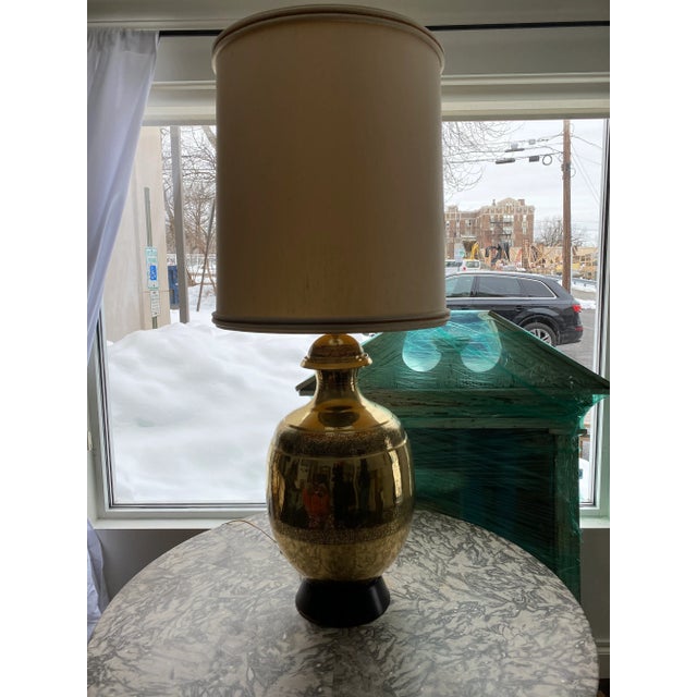 This is a monumental mid century etched brass lamp by The Marbro Company. This lamp is huge, so be sure to measure your...