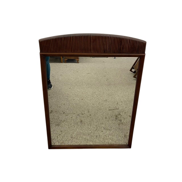 1970s Mid-Century Modern Wall Mirror by Lane Furniture With Ribbed Crest For Sale In Seattle - Image 6 of 8
