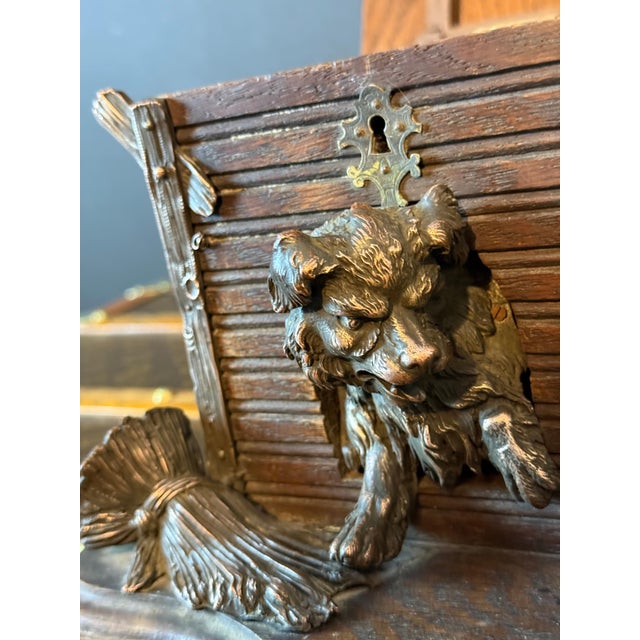 Antique Carved Wooden Cigar Humidor with Dog Decoration, 1890 For Sale - Image 3 of 18