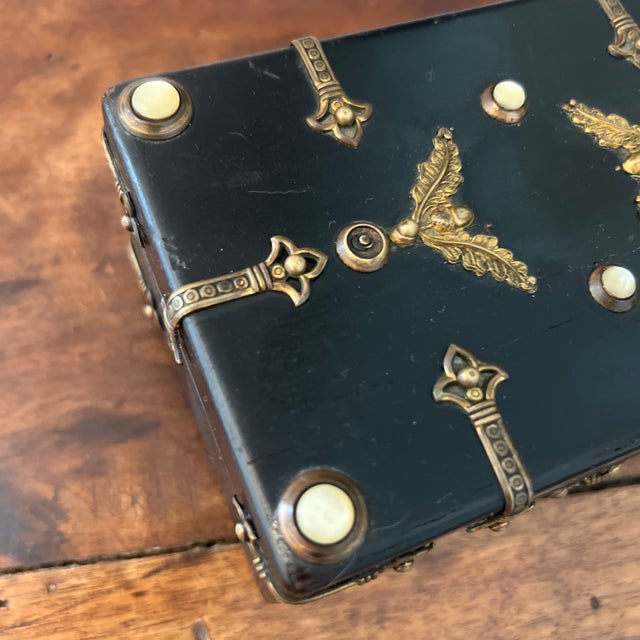 Mid 19th Century Parisian Zimmer’s House Black Lacquered Wood Napoleon III Box For Sale - Image 5 of 11