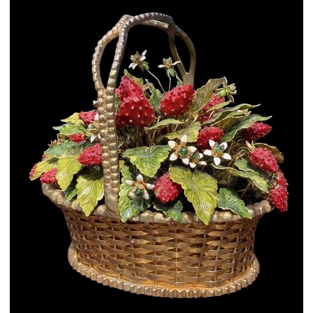 This is a 1970s Jane Hutchinson gilt metal and enameled strawberry basket. She crafted these in a partnership with Gorham,...