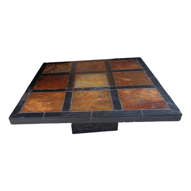 Vintage Brutalist Style Slate Coffee Table For Sale