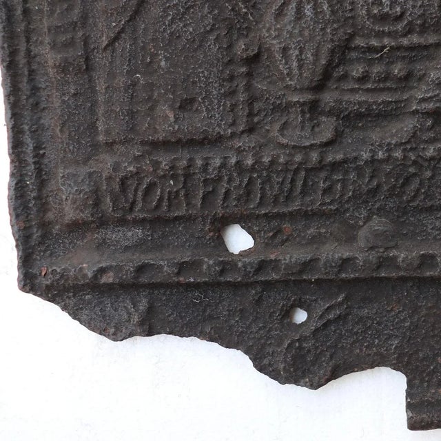 Baroque 17th Century Swedish Baroque Cast Iron Fireplace Stove Plate Panel / Fireback For Sale - Image 3 of 9