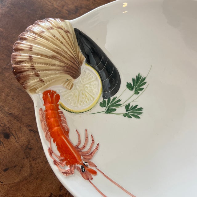 Vintage Italian Ceramic Majolica Seafood Dinner Bowls- Set of 5 For Sale - Image 4 of 6