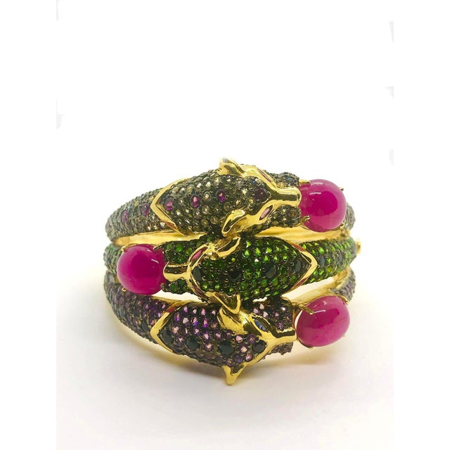Bochic ‘Capri’ Vintage Natural Ruby & Emerald Cuff In 18K Gold & Silver Bochic ‘Capri’ Vintage Ruby Cuff — 18K Gold &...
