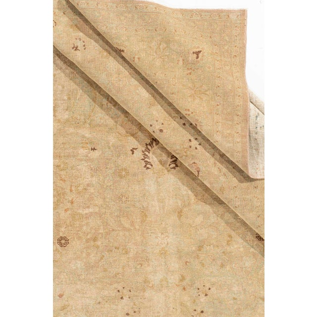 Textile Antique Circa 1920 Tan Meshad Hand Knotted Rug 9ft 11in X 13ft 2in For Sale - Image 7 of 15