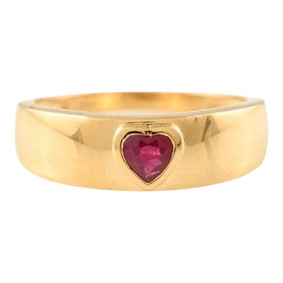 Heart Ruby Dome Ring Size 8 For Sale