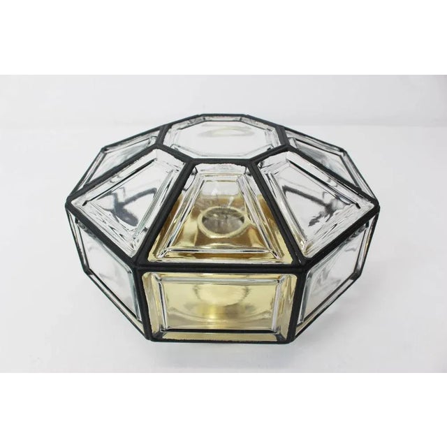 German Iron and Clear Glass Flushmount by Limburg, 1960s For Sale - Image 4 of 8