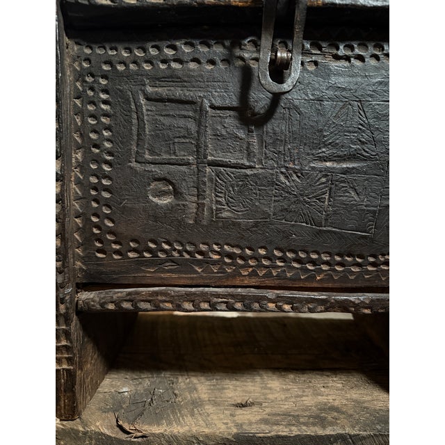 Antique Hand Carved Folk Art Lidded Dowry Chest For Sale In Philadelphia - Image 6 of 12