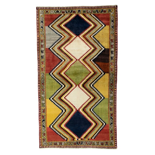 Hand-Knotted Gabbeh Nomad Rug with Geometric Bold Colors For Sale - Image 10 of 10