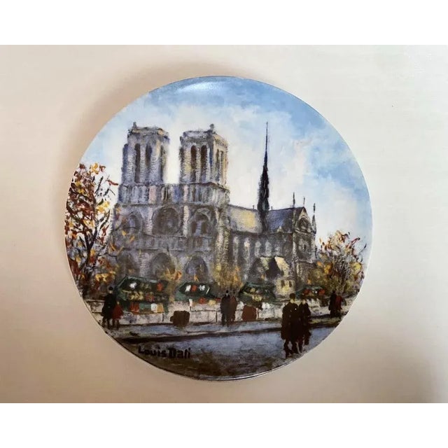 1980s Limoges Porcelain Collectible Plates with Sights of Paris by Louis Dali, France, 1980s, Set of 5 For Sale - Image 5 of 10
