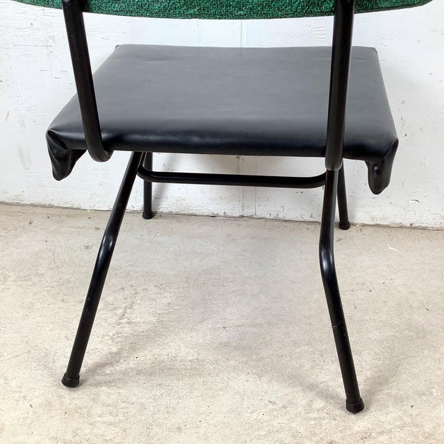Forest Green Mid-Century Modern Slipper Chair, Black Tubular Steel Frame, Forest Green Tweed For Sale - Image 8 of 12