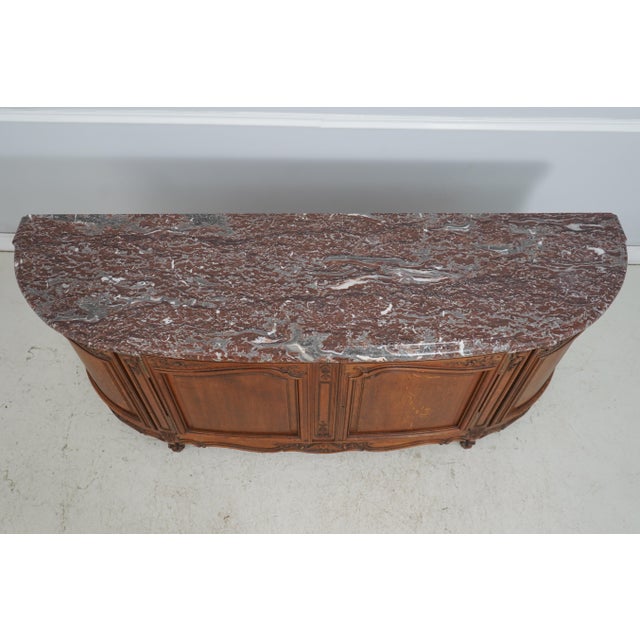 Maison Gouffe Vintage French Oak 4 Door Marble Top Console For Sale In Philadelphia - Image 6 of 18