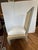 Oly Studio raffia and grey /gilded wood side chair having new white seat cushion; beautiful French grey finish with...
