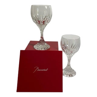 Vintage Baccarat Massena Water Goblet Crystal No Trim Mint - a Pair For Sale