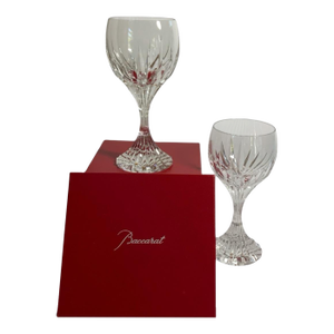 Vintage Baccarat Massena Water Goblet Crystal No Trim Mint - a Pair
