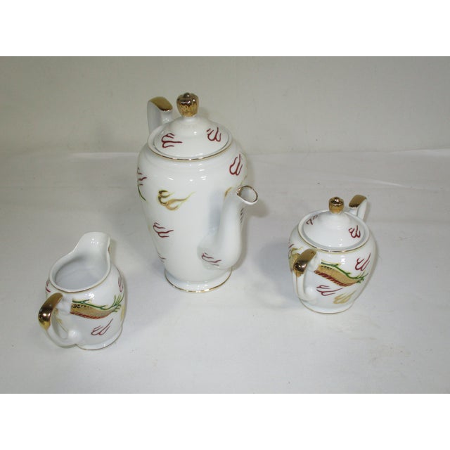 Vintage Porcelain Kutani Dragon Ware Tea Set, 15 Pc For Sale - Image 6 of 9