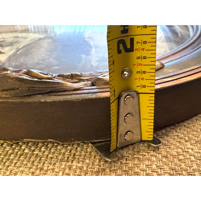 Antique Oval Gesso Frame With Floral Print (C. 1890-1915) For Sale - Image 10 of 12