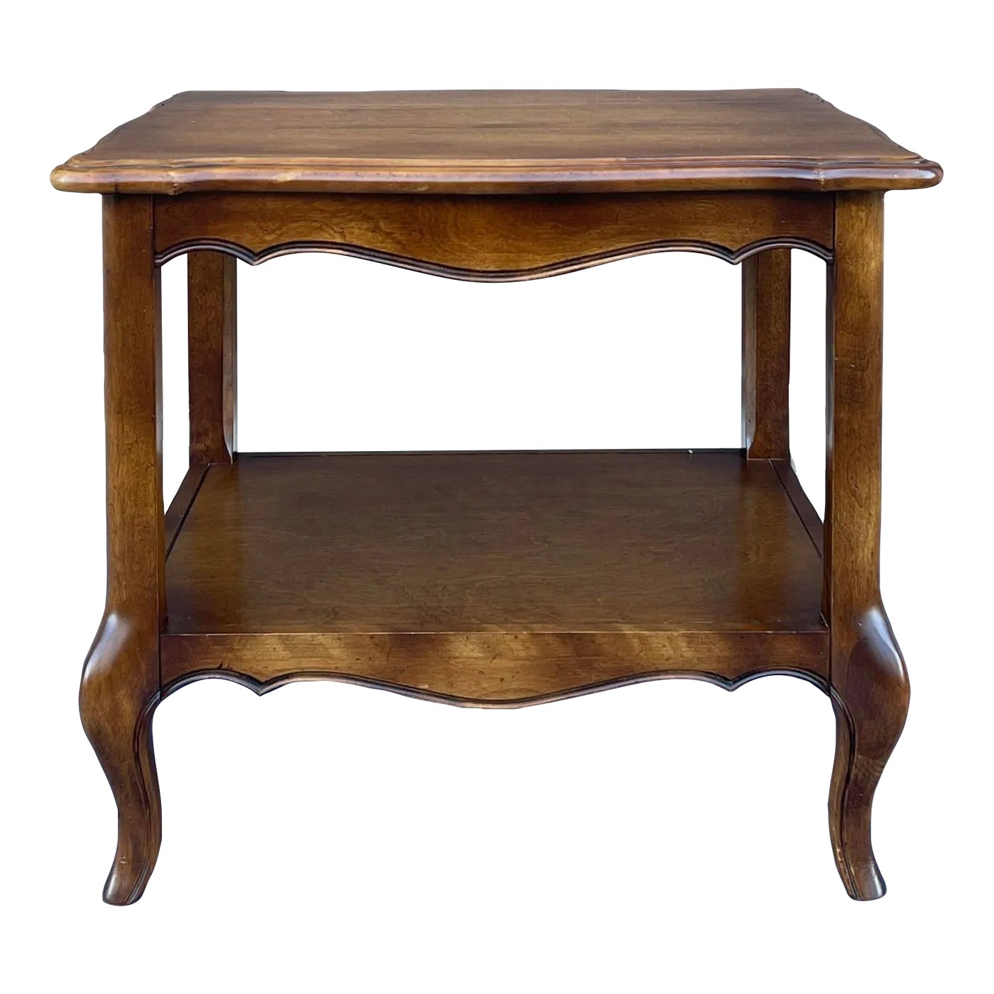 1980s Ethan Allen Country French Birch Tiered Side Table (26-8304