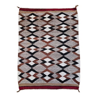 Vintage Native American Navajo Rug, Handwoven Wool, Geometric Diamond Pattern, 3x4 For Sale