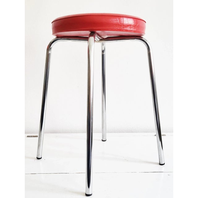 Red Vintage Space Age Kitchen Stools, 1960s, Set of 2 For Sale - Image 8 of 12