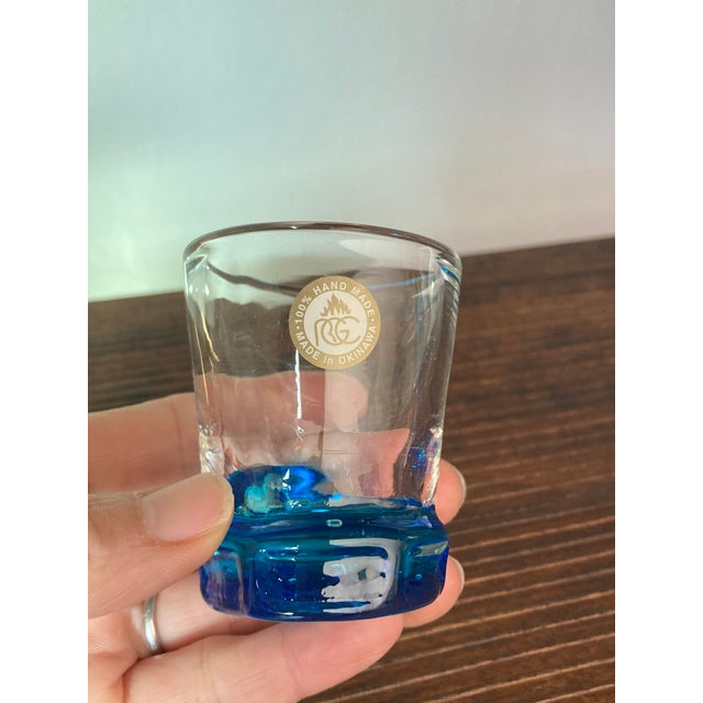 Hand Blown Ryukyu Blue Glass Art Object – Okinawa Japan For Sale - Image 4 of 6