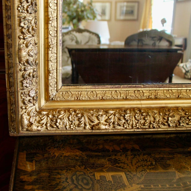 Gold Antique English Gilt Wood Rectangular Mirror For Sale - Image 8 of 9