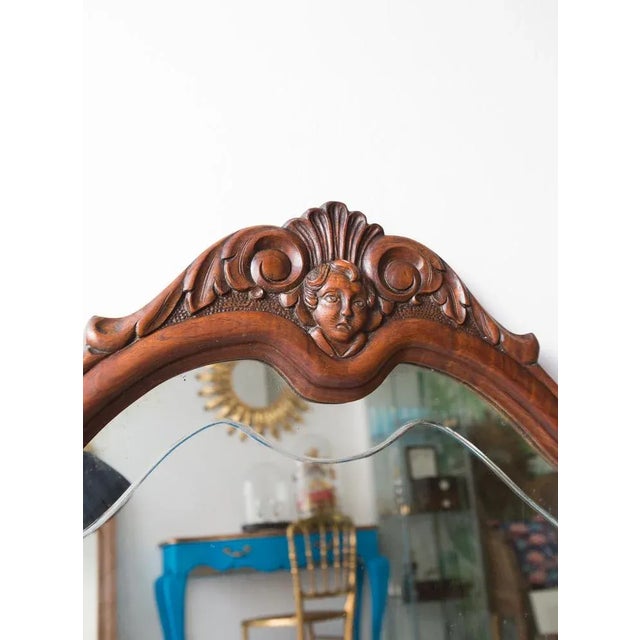 Wood Spanish Carved Wood Mirror, 1940s For Sale - Image 7 of 9