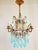 Vintage Gilt Metal Italian Chandelier With Blue Opaline Crystals For Sale In New York - Image 6 of 12
