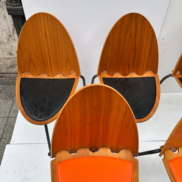 A6 Chairs in Wood and Leather by Joseph-André Motte for Steiner, France, 2000s, Set of 6 For Sale - Image 9 of 18
