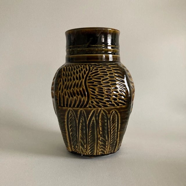 Early 21st Century Artist Signed Handmade Art Studio Pottery Vase - Incised Textured Design, Fine Art Ceramics, Handmade Pottery For Sale - Image 5 of 17