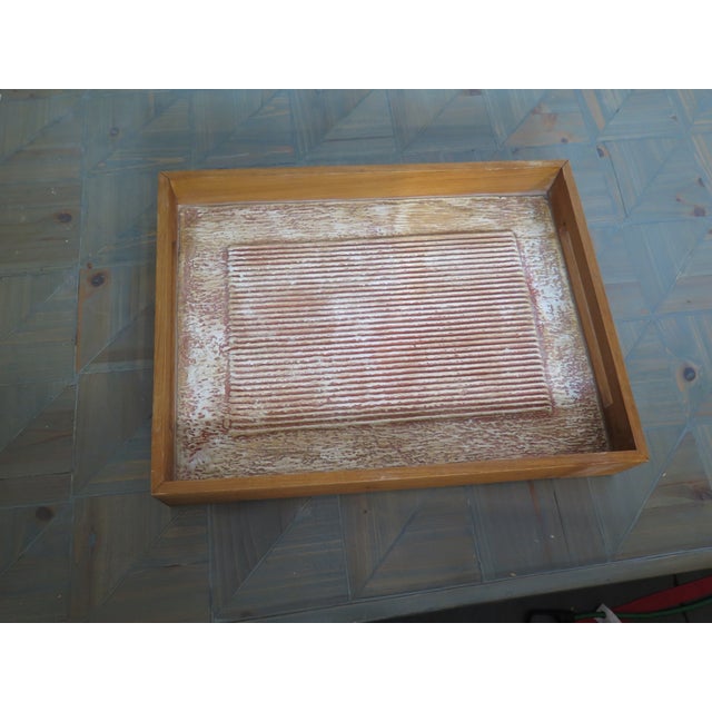 Late 20th Century Posh Carved Wooden White Washed Tray For Sale - Image 5 of 5