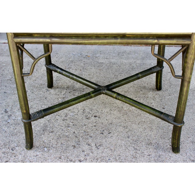 Vintage Mid Century Jade Green Bamboo Chinoiserie Fretwork Side Table For Sale In Columbus - Image 6 of 8