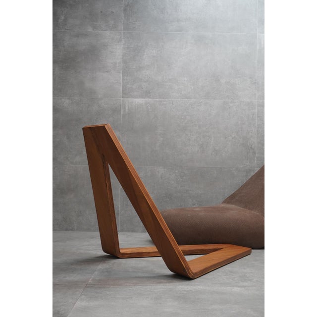 Mid-Century Modern Vintage Architectural Lounge Seating in Textured Fabric and Wood, 1960s For Sale - Image 3 of 12