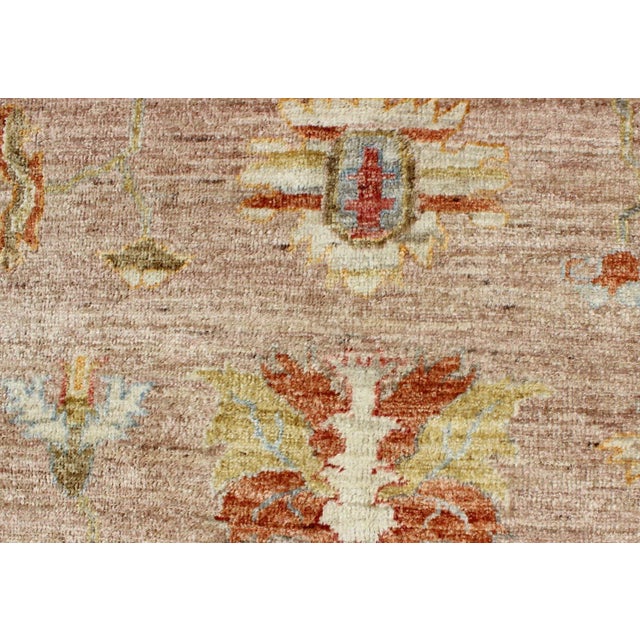 Ivory Large Angora Turkish Oushak Rug in Dusty Pink by Keivan Woven Arts For Sale - Image 8 of 11