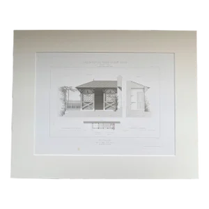 19th Century Cesar Daly French Architecture Engraving "Poulailler" Matted