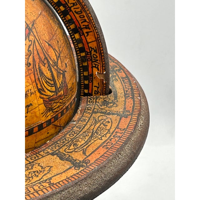 Vintage Italian Zodiac Desk Globe on Dark Wood Stand For Sale - Image 11 of 15