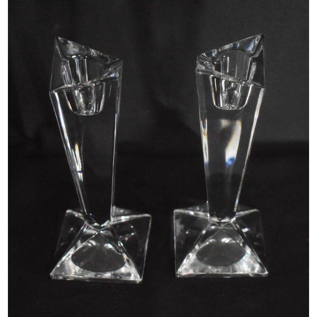 Rosenthal Crystal Madison Candlesticks Vintage Merrill Lynch Etched Bull Pair For Sale - Image 12 of 15