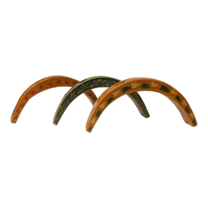 Contemporary Arch Shape Color Graphic Wood Wine Bottle Display Racks- Set of 3