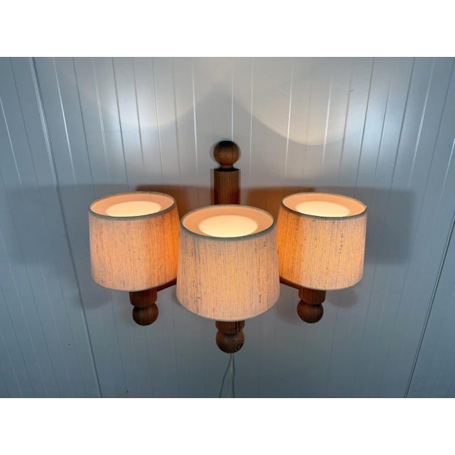 Textile Vintage Pinus Wall Lamp by Uno Kristiansson for Luxus, 1960s For Sale - Image 7 of 18