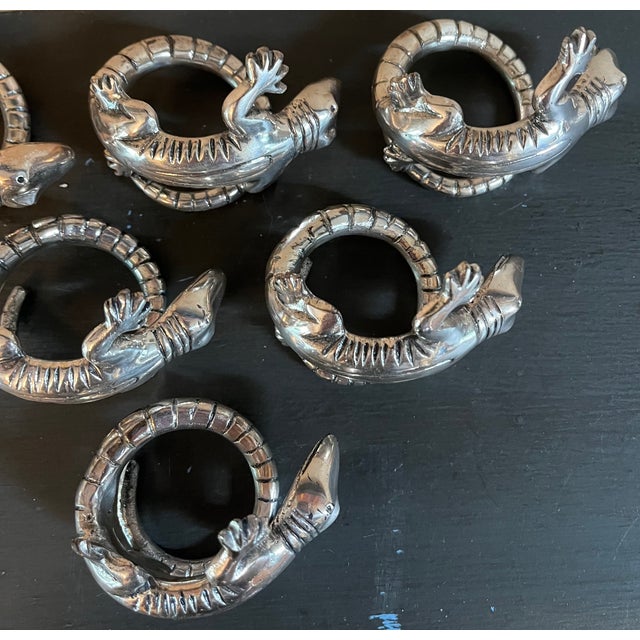Late 20th Century Late 20th Century Lizard (Gecko) Napkin Rings Set - Set of 6 For Sale - Image 5 of 9