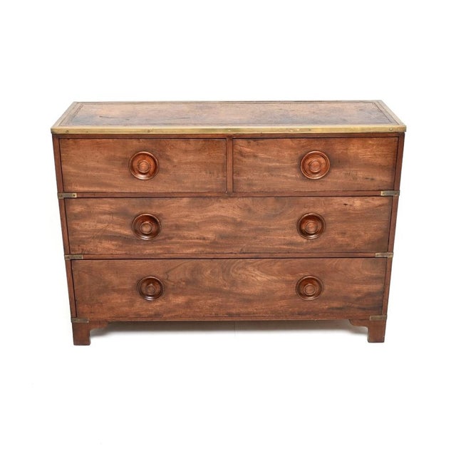 Antique Military Campaign Leather Top Chest of Drawers, 1860s For Sale - Image 11 of 11