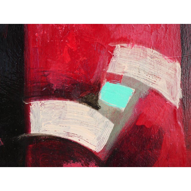 David Adickes "Red and Black Cubist with White" Modern Red-Toned Abstract Geometric Painting, 20th Century For Sale - Image 10 of 10