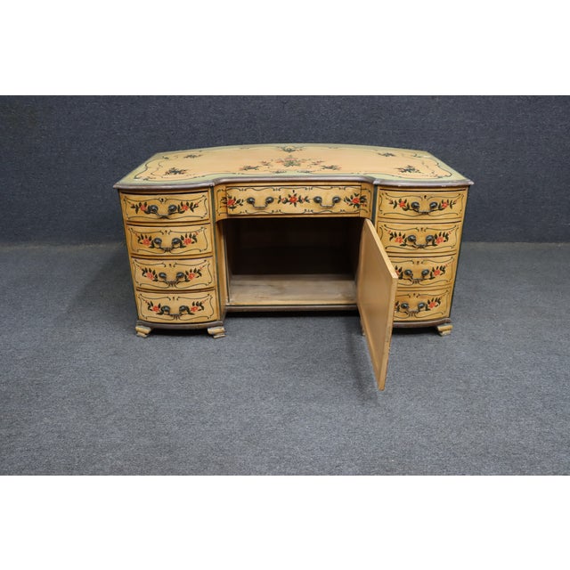 Venetian Style Hand-Painted Kneehole Desk For Sale - Image 9 of 18