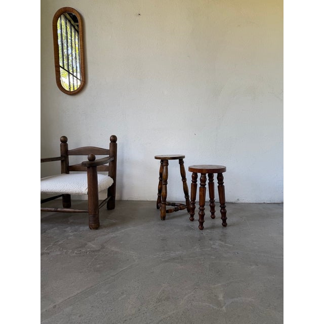 1960s Antique Stools with Turned Legs, 1960s, Set of 2 For Sale - Image 5 of 18