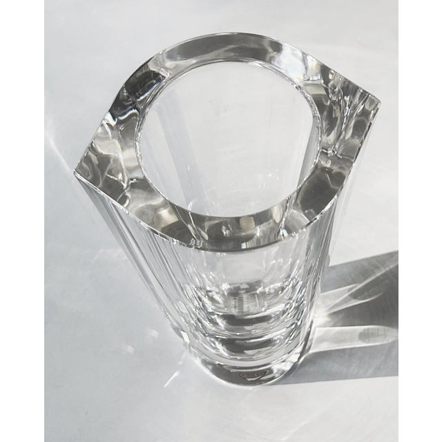 Vintage Heavy Crystal Orrefors Marin Vase by Jan Johansson 6 3/4" Tall by 3 1/2" Diameter. In Original Box. Signed by...