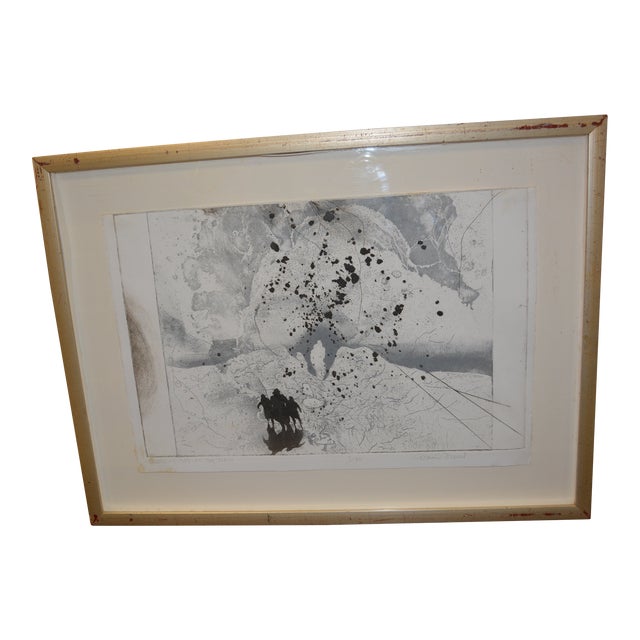 1970s David Freed Genesis - Cities of the Plain Framed Black & White Etching Signed Ltd Edition For Sale