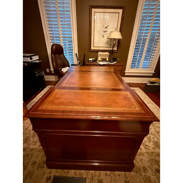 English Vintage Partner Desk For Sale - Image 3 of 5