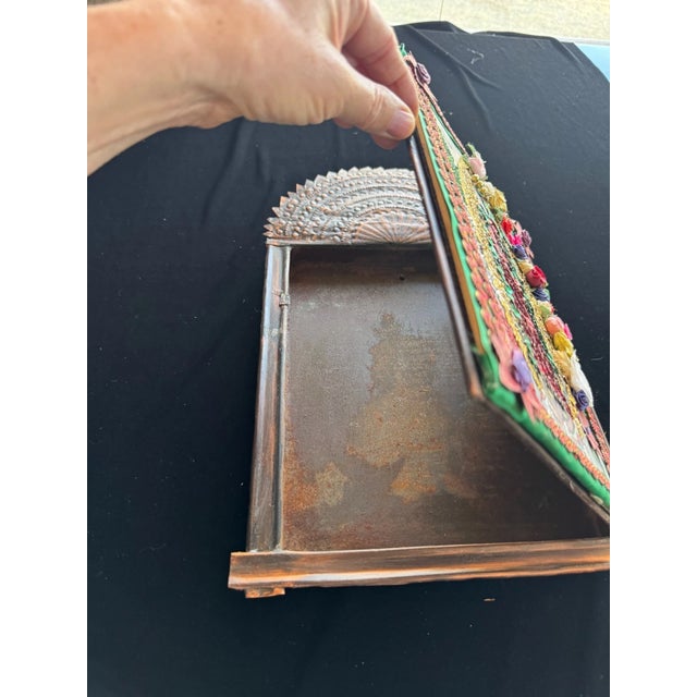 Mexican Large Mexican Devotional Nicho With Pressed Copper Frame For Sale - Image 3 of 5